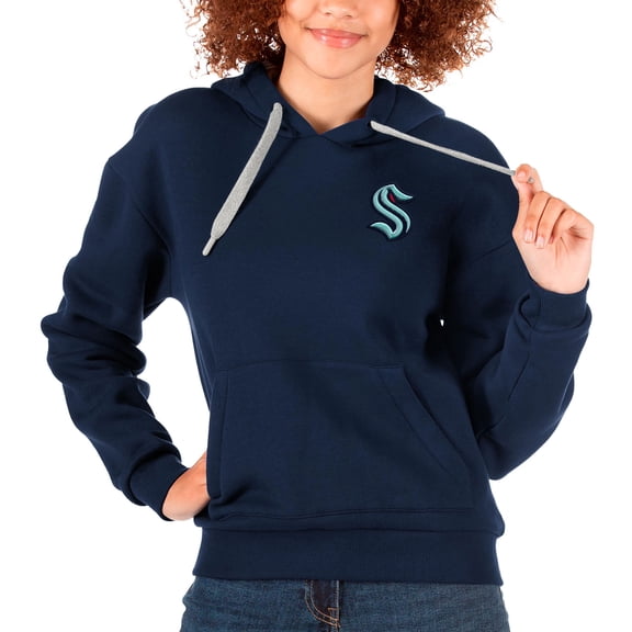 Women's Antigua Navy Seattle Kraken Primary Logo Victory Pullover Hoodie