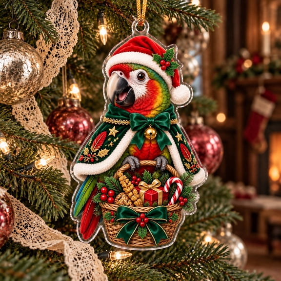 Christmas Acrylic Ornament Festive Parrot Tree Hanging for Bird Lovers