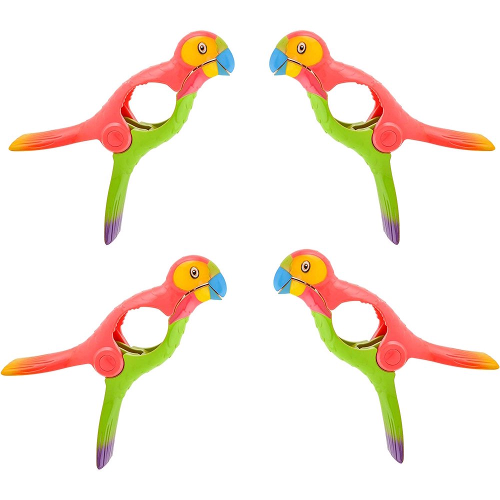 O2COOL Parrot Beach Towel Boca Clips, (4 Clips)