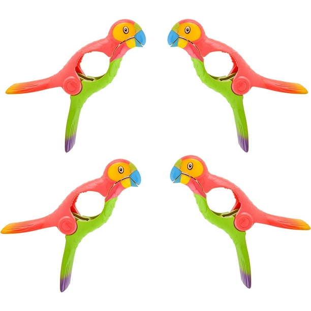 O2COOL Parrot Beach Towel Boca Clips, (4 Clips)