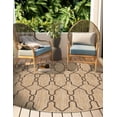 thumbnail image 3 of Unique Loom Outdoor Trellis Collection Area Rug - Links Trellis (4' 1" Round Natural/Brown), 3 of 7