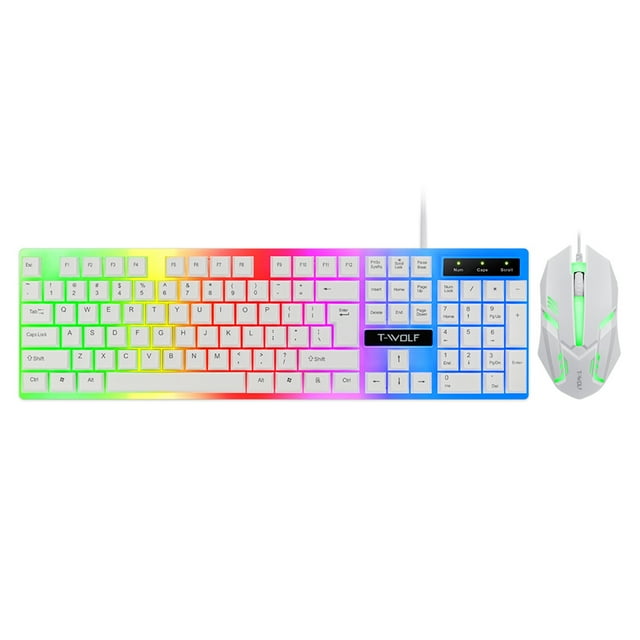 Amdohai TF230 Ensembles de Clavier et Souris de Jeu Filaires Clavier de Jeu USB Rétroéclairé à DEL Coloré