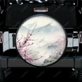 thumbnail image 1 of Mountain with Blossom Pattern Polyester Universal Spare Wheel Tire Cover Wheel Covers for Trailer RV SUV Truck Camper, 1 of 5