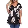 thumbnail image 3 of Fesfesfes Womens Oversized T Plus Size Women Short Sleeve Printed V-Neck Boho Blouse Basic Tee Tunic Tops Tshirt for Women 20(XXXXXXL), 3 of 8