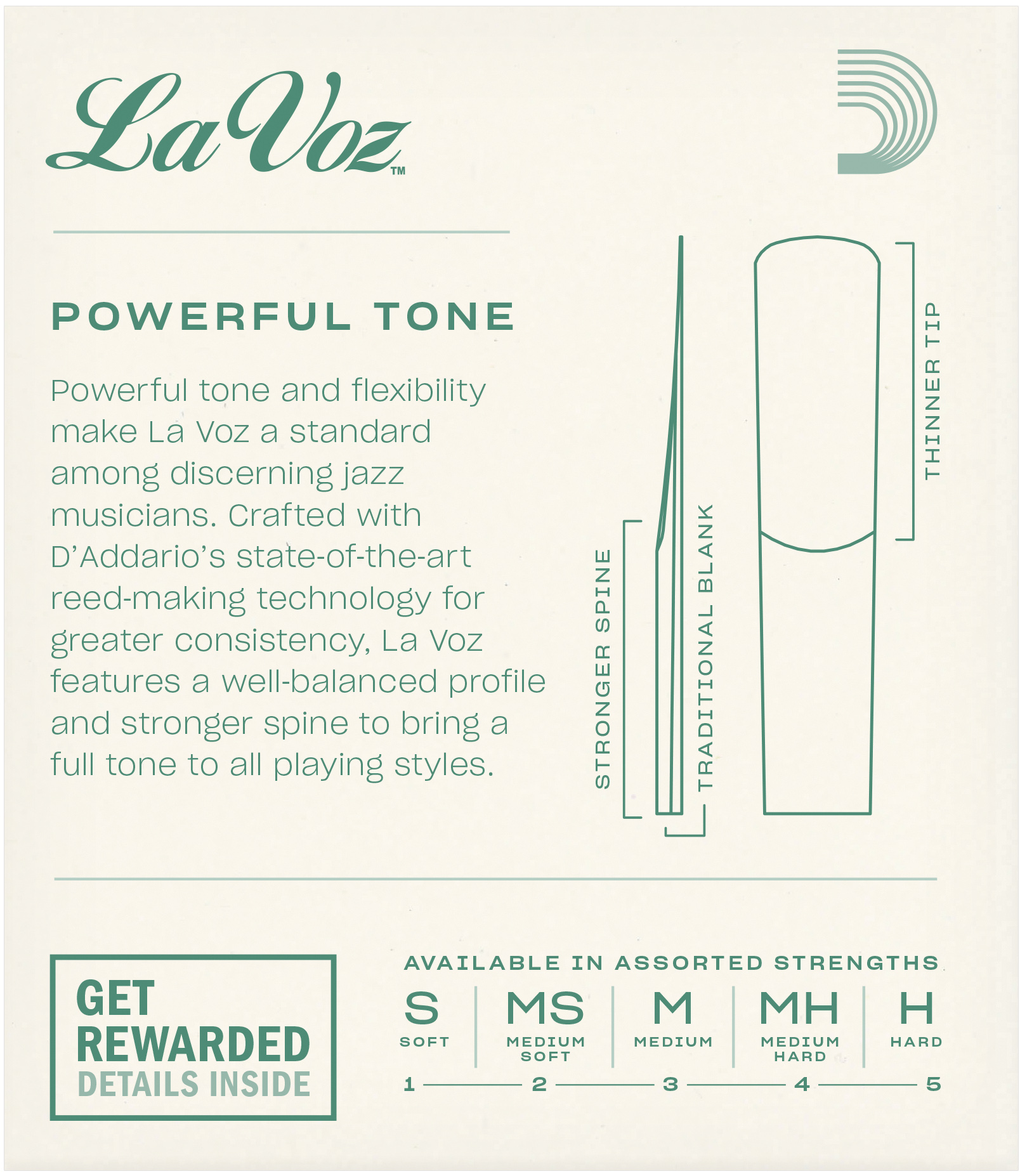 La Voz Alto Sax Reeds, Strength Medium, 10-pack