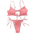 thumbnail image 1 of Ersazi Womens Bathing Suits Color Hollow Straps Split Bikini Swimsuit In Clearance Pink L, 1 of 9