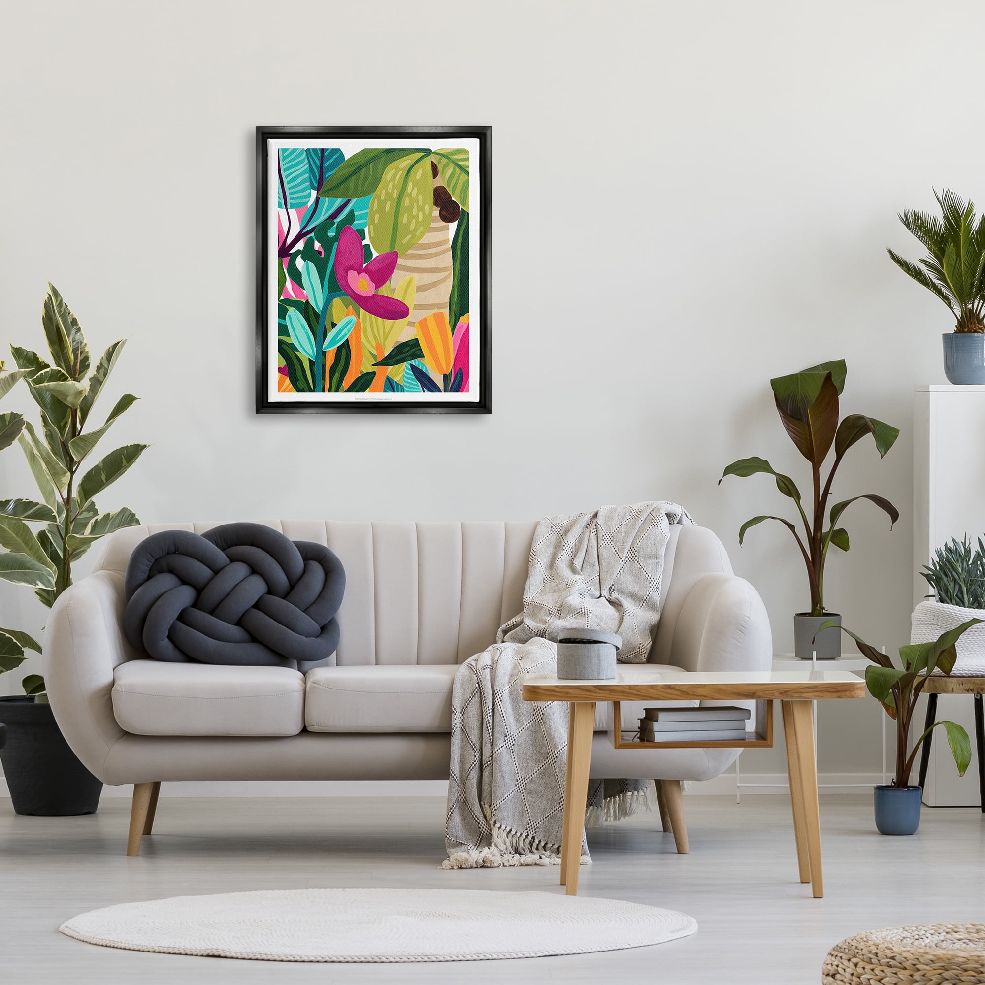 Stupell Island Thicket Bold Tropical Plants Botanical & Floral Painting Black Floater Framed Art Print Wall Art