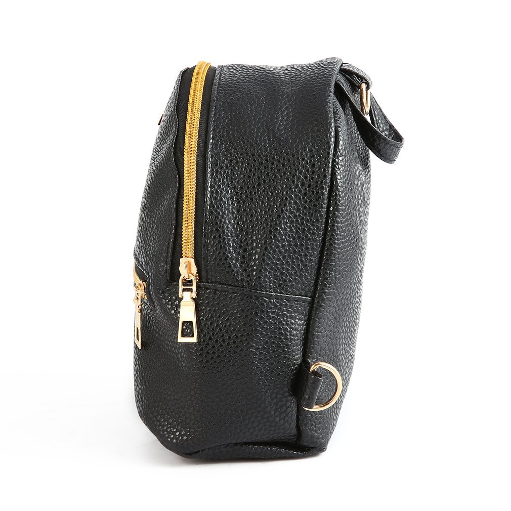 ladies black leather backpack