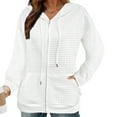 thumbnail image 3 of DDAPJ pyju 2023 Clearance Waffle Knit Hoodie for Women,Zip Up Drawstring Hooded Sweatshirt Jacket Casual Long Sleeve Pullover Sweatshirts with Kangaroo Pocket, 3 of 6