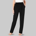 thumbnail image 2 of felwors Women's Pull-On Knit Pants with Elastic Waist Pockets Soft Comfortable Casual Trousers for Everyday Wear and Travel（Black， XL）, 2 of 4