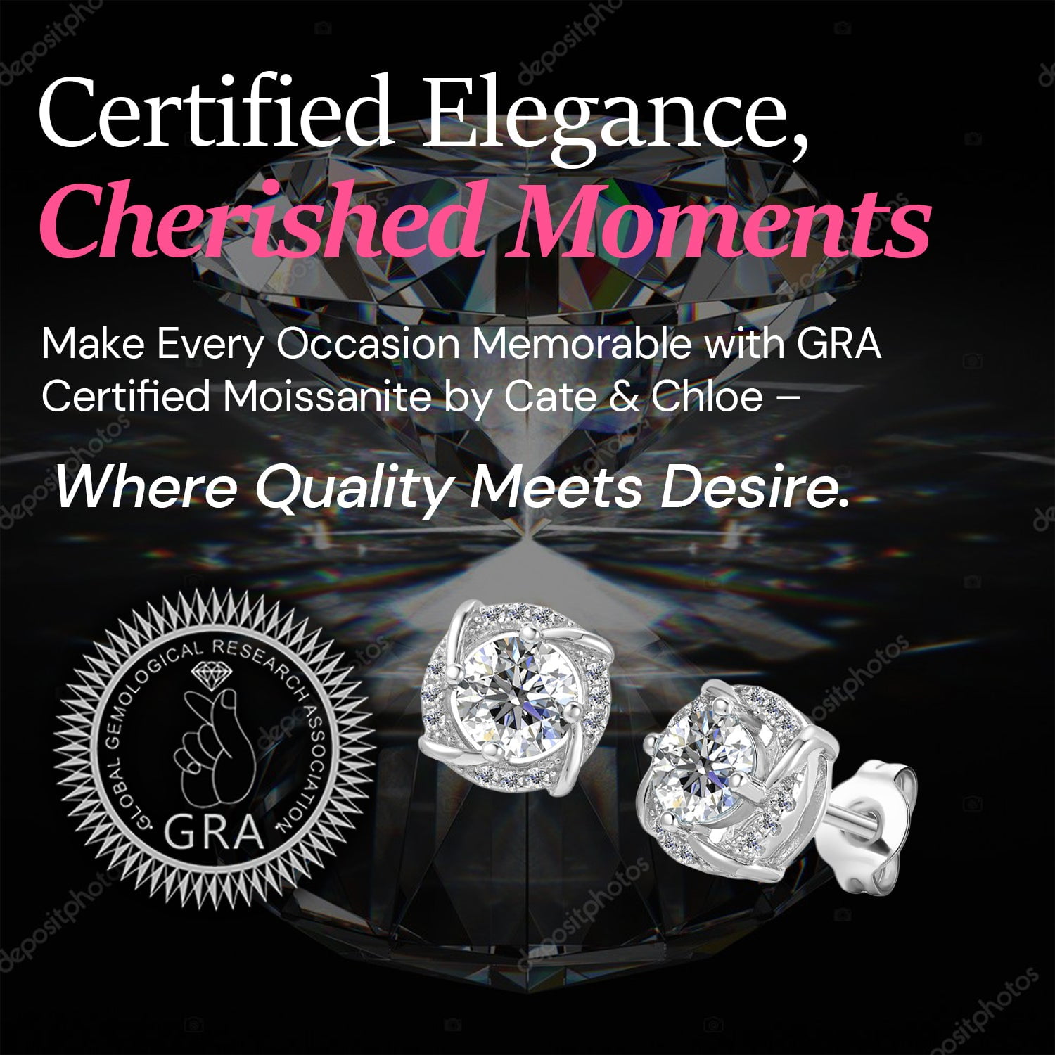 Moissanite by Cate & Chloe Jemma 925 Sterling Silver Stud Earrings 1.0TCW for Women, Gift for Her