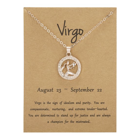 Jewelry VerPetridure Twelve Constellation Necklace Rose Gold Round Hollow Animal Clavicle Necklace