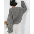 thumbnail image 5 of Womens Sweaters Fall Cable Knit Long Sleeve Crewneck Oversized Sweater Chunky Pullover Loose Outfits Grey M, 5 of 9