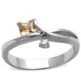 thumbnail image 1 of Alamode 3W852-9 Women Rhodium Brass Ring with AAA Grade CZ in Champagne - Size 9, 1 of 1