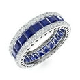 thumbnail image 3 of Mooneye Triple Row Square Blue Sapphire & Round CZ 925 Sterling Silver Women Wedding Ring, 3 of 3