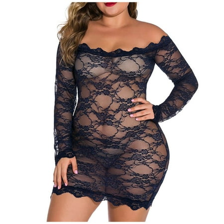 Puawkoer Fashion Women Plus Size Lace Garter Lingerie Set Plus Underwear Lace Lingerie one-Piece Lace Push Up Bra Set Plus Size Underwear Pajamas Set