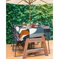 thumbnail image 5 of Outdoor Tablecloth with Umbrella Hole and Zipper Mid Century Geometric Rectangle Outdoor Tablecloths 60x120 Table Cloths Abstract Modern Patio Table Cloth Cover for Outdoor Tables Picnic Garden, 5 of 6