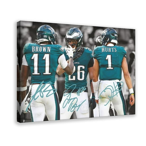 Jalen Hurts, Saquon Barkley, AJ Brown Canvas Poster Wall Art Decor Print Picture Paintings for Living Room Bedroom Decoration