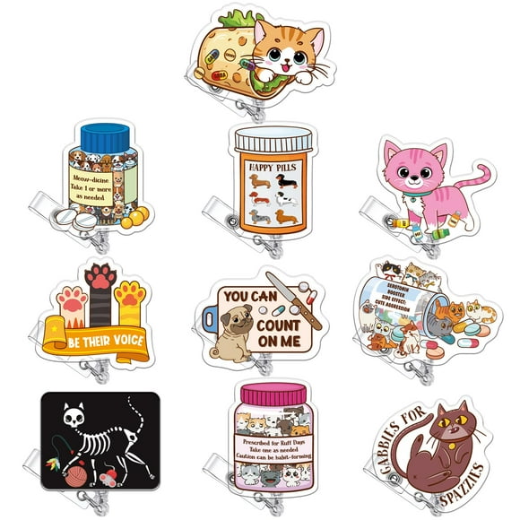 Rollo Vet Tech Badge Landical, divertido animal para perro y gato, 10 unidades