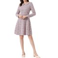 thumbnail image 2 of INSPIRE CHIC Women's Plaid Grid Peter Pan Collar Long Sleeve A-line Vintage Tweed Dress, 2 of 6