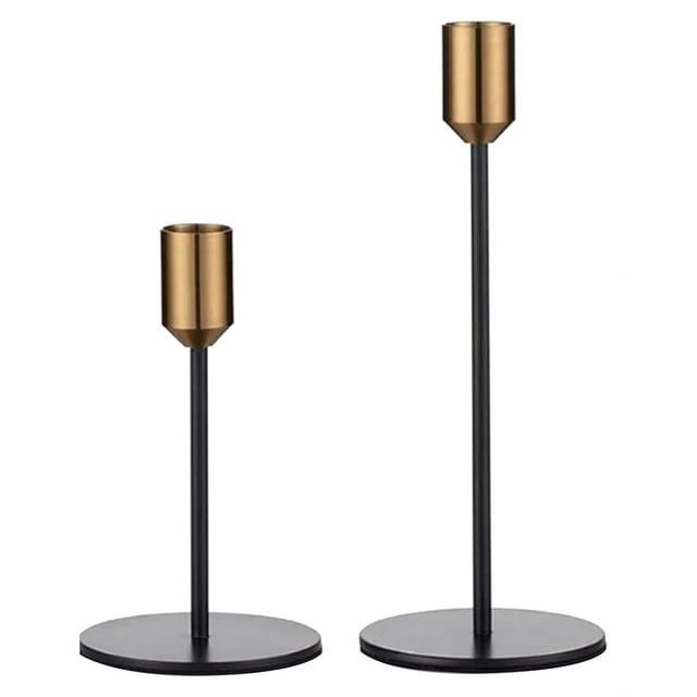 2 candelabros de metal de diseño moderno y sencillo, candelabro negro antiguo, decoración para el hogar y la boda