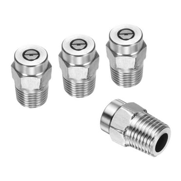 Uxcell 4pcs Surface Clean Tip 25 Degree 1/4 Inch NPT Male 1.236 Orifice 4000 PSI Stainless Steel Threaded Pressure Washer Spray Nozzles for Water gun Water Broom