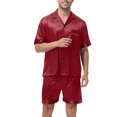 thumbnail image 2 of Dagugfen Mens Pajamas Set Comfy Shorts Button down Short Sleeve Shirts Loose Homewear Casual Outfits, 2 of 7