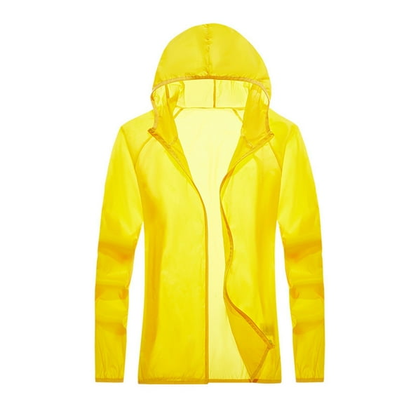 DQRPSEETB Womens Summer Tops Women Solid Rain Jacket Outdoor Plus Size Hooded Windproof Loose Coat Water Proof Raglan Storage Bag Womens Casual Tops L