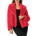 thumbnail image 2 of AUNVITO Women's Faux Fur Coat V-Neck Long Sleeve Button Detail Elegant and Stylish Outerwear, 2 of 9
