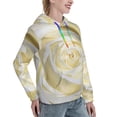 thumbnail image 6 of Lsque White Rose Pattern Casual Women's Hoodie,Hooded Sweatshirt with Kangaroo Pocket,Pullover Hoodie with Eye-catching Drawstrings-Large, 6 of 7