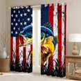 thumbnail image 2 of Homewish Bass Big Fish Curtains Pack of 2 (42x84 Each),American Flag Pattern Curtains Blackout,Hunting And Fishing Bedroom Curtains For Boys,Ultra Soft Home Decor, 2 of 6