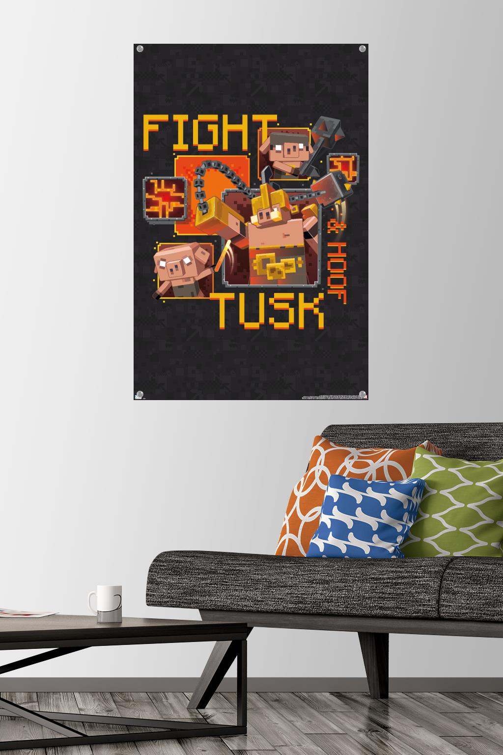 Minecraft: Legends - Fight Tusk & Hoof Wall Poster with Pushpins, 22.375" x 34"