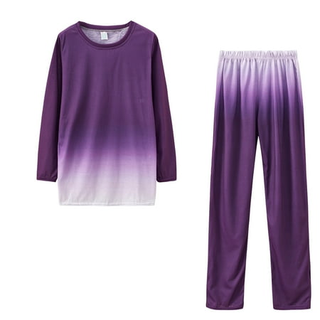 

Stamzod Thicken Warm Flannel Women Pajamas Set Clearance Tie-Dyed Printing Long Sleeves Sleepwear Set Autumn Winter Home Clothes Pyjamas for Womens Purple L