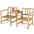 thumbnail image 4 of Gymax 3 in 1 Acacia Wood Furniture Set Patio Outdoor w/ Cushion Coffee Table, 4 of 7