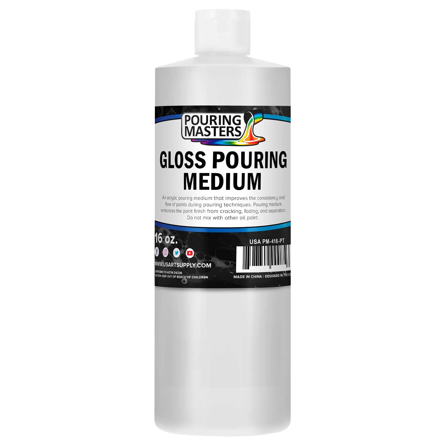 U.S. Art Supply Gloss Pouring Effects Medium 16Ounce / Pint