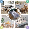 thumbnail image 4 of Blue Ethnic Geometric Patchwork Pattern Rectangle Tablecloth 60"x84",Waterproof Polyester Rectangle Table Cloth, Wipeable Spillproof Polyester Tablecloth for Dining, Camping, Indoor and Outdoor, 4 of 5