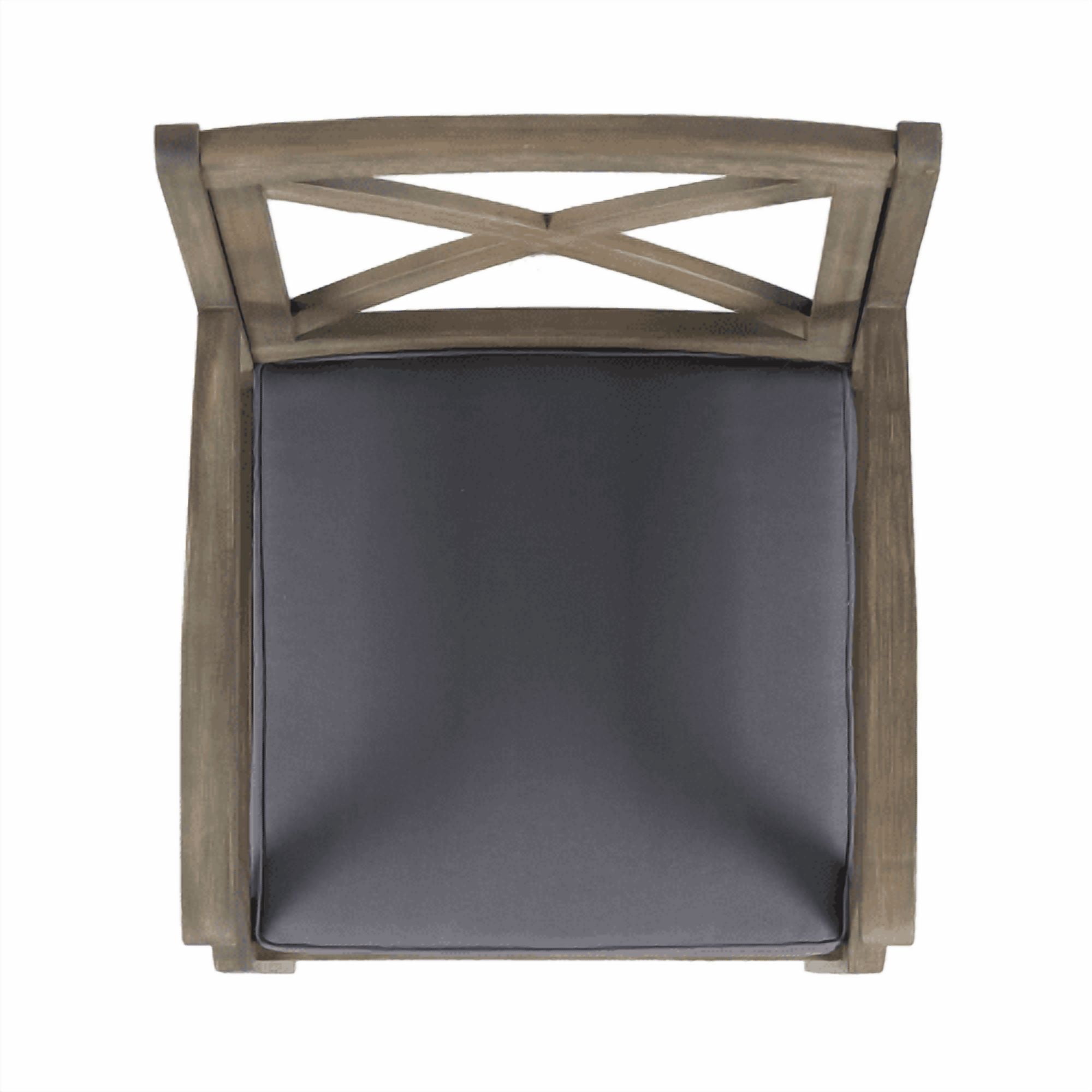 Outdoor Dining Chair Set of 2 with Acacia Wood and Grey Cushions, Patio Chairs and Garden Seating for Backyard Poolside, Teak and Grey