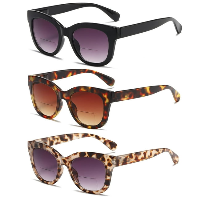 Gafas de sol ZXYOO Bifocales Sun Readers para mujer +2.25, paquete de 3