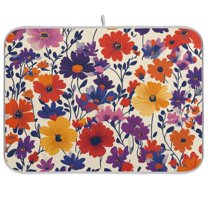 Yayeee Dish Drying Mat for Kitchen Counter Ultra Absorbent Easy Clean Pad 18x16", Colorful Flowers Pattern