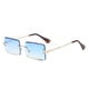 thumbnail image 1 of Gafas de sol rectangulares sin montura, estilo retro clásico, con lentes tintadas y protección UV Azul, 1 of 7