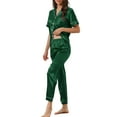 thumbnail image 4 of INSPIRAR CHIC Conjunto de Pijamas de Mujer de Dos Piezas con Camisa de Botones y Pantalones de Noche, L Verde Oscuro, 4 of 6