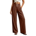thumbnail image 6 of Mifsaly Casual Dress Pants for Women High Waisted Pleated Wide Leg Trousers Button Front Business Casual Work Slacks with Pockets Brown,M, 6 of 6