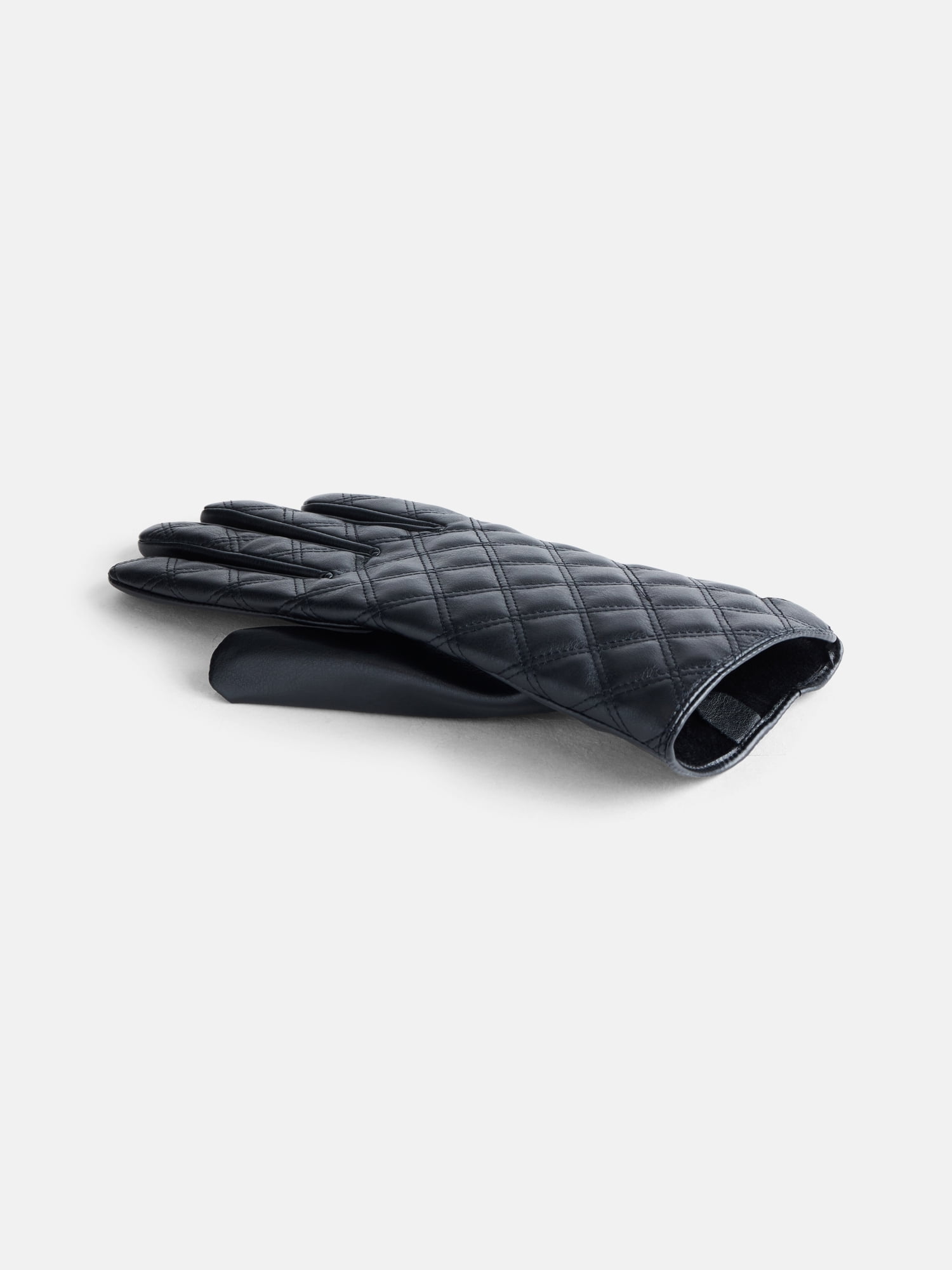 Time and Tru Women's Shiny Quilted Gloves, Black, Sizes S/M-L/XL