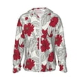 thumbnail image 1 of Balery Leaves And Anemone Flowers In Red Grey Sudadera ligera de manga larga con capucha y protección solar UPF 50+ para hombre y mujer, ideal para pesca y running-3X-Large, 1 of 7