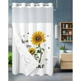 thumbnail image 2 of No Hook Shower Curtain, Sunflower Sunshine Small Shower Curtains with Snap in Liner, Pastoral Bees Farmhouse Floral Waterproof Washable Fabric Bathroom Curtain Sets, 36" x 78", 2 of 9