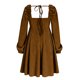 thumbnail image 5 of TaTaai Women's Party Velvet Dress Square Neck Long Sleeve Knee Length Elegant Casual Soft Stretchy Cocktail Evening Dress for Daily Gift, 5 of 9