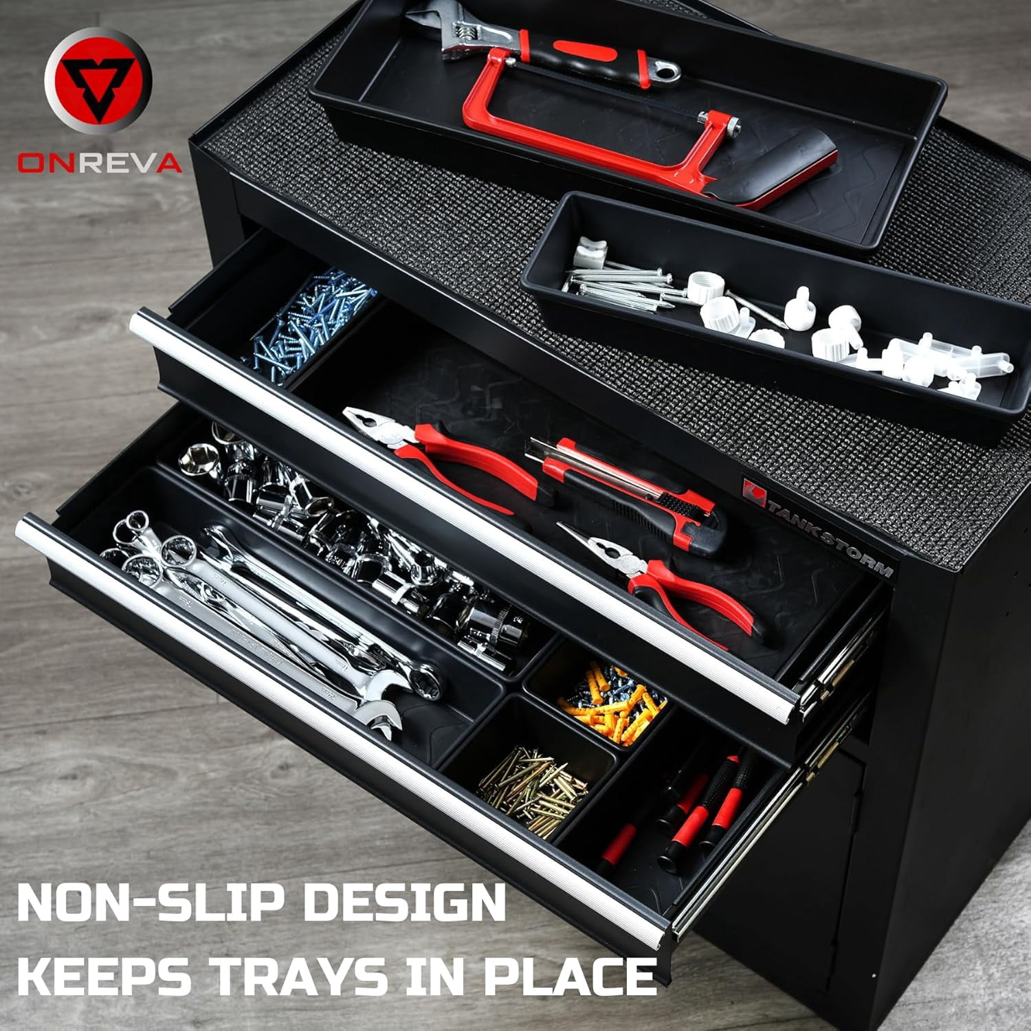 ONREVA Tool Box Organizer Tray Divider Set, Extra Large Toolbox Trays, Tool Box Organizers and Storage Kit, Rolling Tool Chest Drawer Bins, Hardware Screwdrivers Pliers Organization, 12pcs
