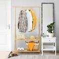 thumbnail image 4 of Gymax Bamboo Garment Rack Clothes Hanging Rack w/2-Tier Storage Shelf Entryway Bedroom, 4 of 10