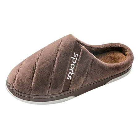 

MIASHUI House Slippers Winter Couples Men Warm Home Baotou Plush Soft Bottom Comfortable Solid Color Flat Cotton Slippers Coffee 10.5
