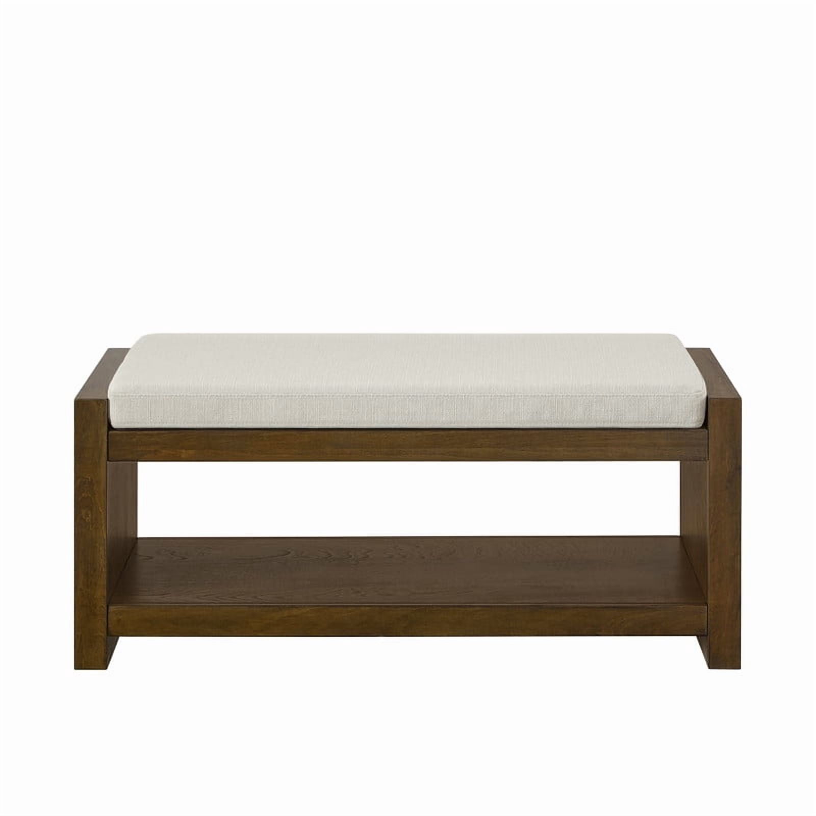40" Entryway Shoe Rack Bench with Storage Shelf, Upholstered Bench Seat with Removable Cushion, Wooden Shoe Storage Bench for Entryway Hallway Bedroom Living Room,Beige
